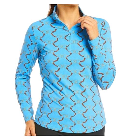 IBKUL Icifil Long Sleeve Shirt Women S Blue 1/4 Zip Golf Tennis‎ Pickleball UPF - Picture 1 of 11